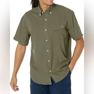 NWT! HUK Tide Point Solid Short Sleeve Shirt, Button Down for Men